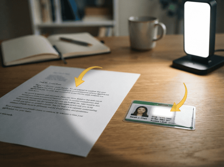 Document photo with shadow and glare